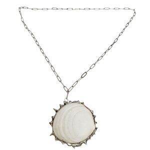 White Shell Spiky Stainless Steel Chain Necklace